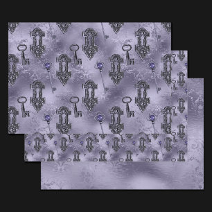 Feuille De Papier Cadeau Verrouillage en vapeur et violet clé   Découpage V