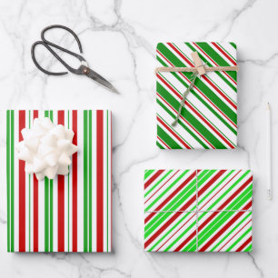 Feuille De Papier Cadeau Vert, Blanc, Rouge Style de Noël Motif