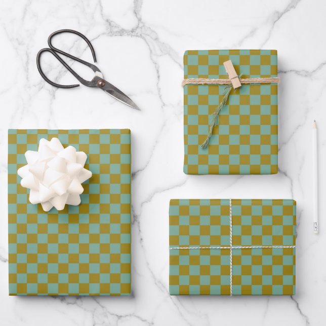 Feuille De Papier Cadeau Vert Classique, Plaid Khaki (Recto)