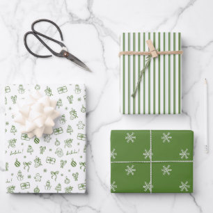 Feuille De Papier Cadeau Vert Dessin à Main Levée Doodle Fantaisiste