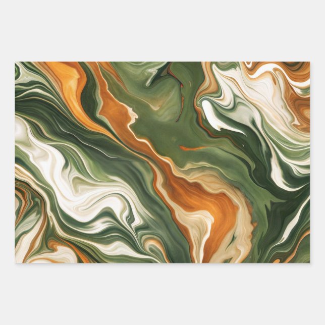 Feuille De Papier Cadeau Vert mable (Devant)