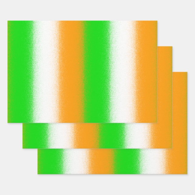 Feuille De Papier Cadeau Vert orange blanc - St Patrick's Day Stripes (Lot)