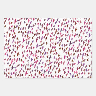 Feuille De Papier Cadeau Vestige d'oiseaux en rose et pourpre