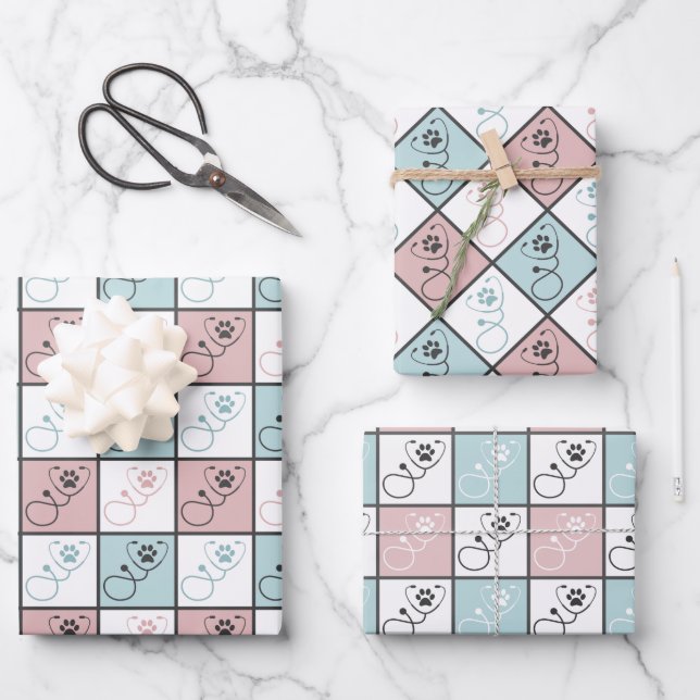 Feuille De Papier Cadeau Vétérinaire Vétérinaire Cute Assistant Vétérinaire (Recto)