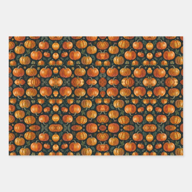 Feuille De Papier Cadeau Vibes à tarte Citrouille Halloween (Devant)