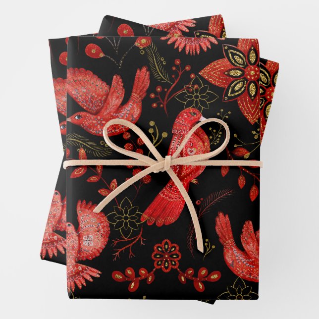 Feuille De Papier Cadeau  Vibrant floral and leafy pattern designs (En situation)