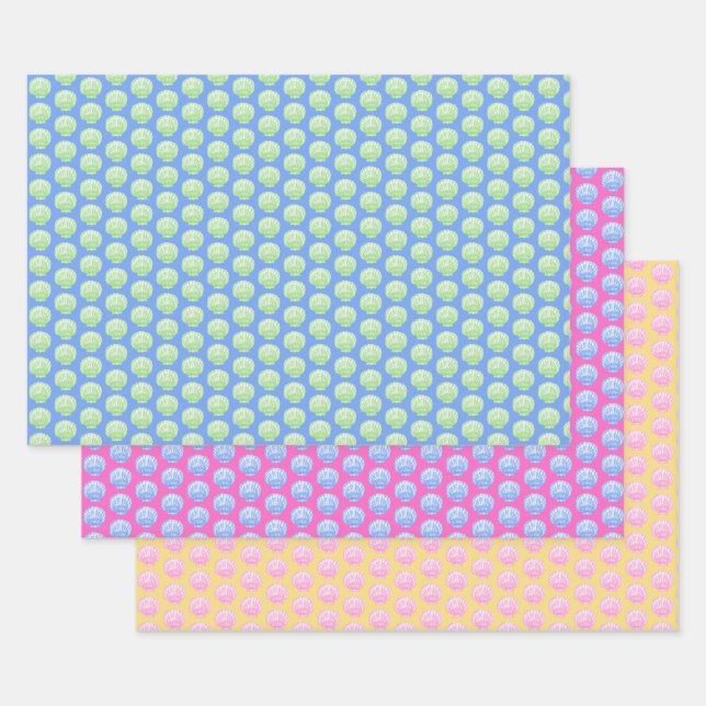 Feuille De Papier Cadeau Vibrant Scallop Shells Wrapping Paper (Lot)