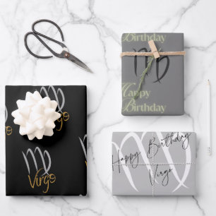 Feuille De Papier Cadeau Vierge Anniversaire gris/noir