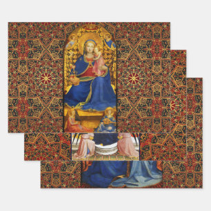 Feuille De Papier Cadeau VIERGE AVEC ENFANT ET ANGELS, SAINTS Fra Angelico