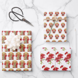 Feuille De Papier Cadeau Vierge catholique Marie Religieux Jésus Poinsetti