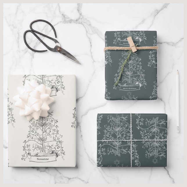 Feuille De Papier Cadeau Vieux-Monde Noël traditionnel (Créateur téléchargé)