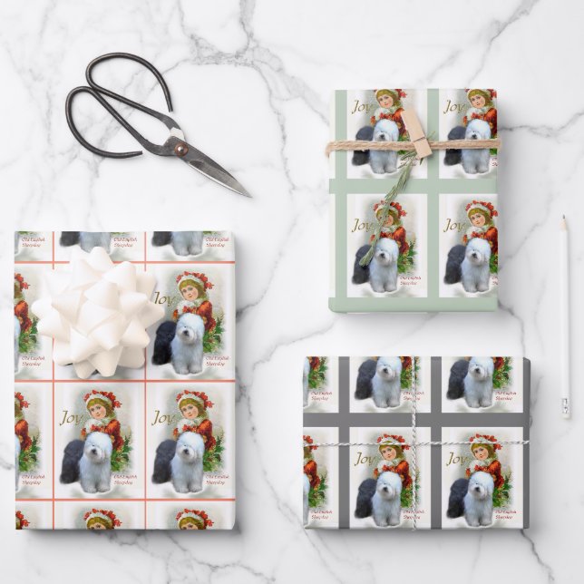 Feuille De Papier Cadeau Vieux Noël de Sheepdog (Recto)
