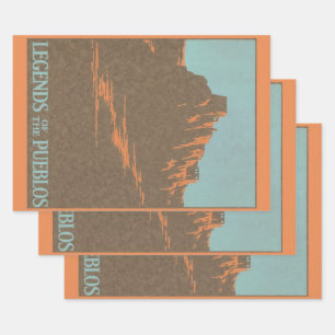 Feuille De Papier Cadeau Villes Taos Pueblos vintage Nouveau-Mexique, Art d