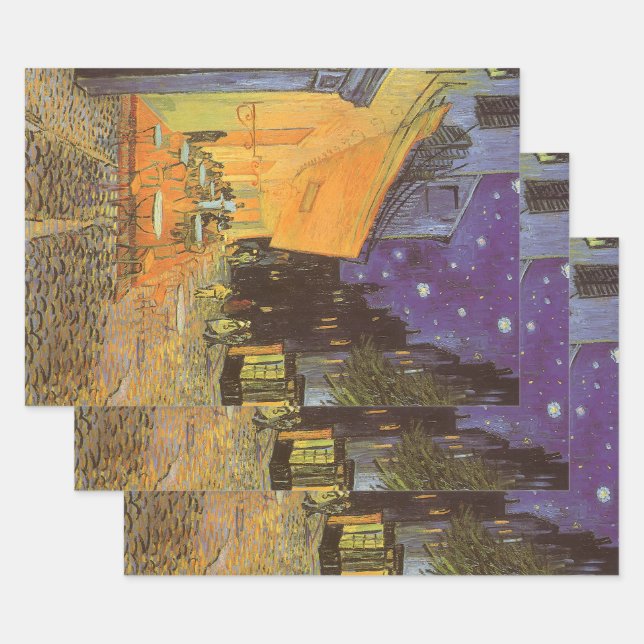 Feuille De Papier Cadeau Vincent van Gogh - Café Terrasse en soirée (Lot)