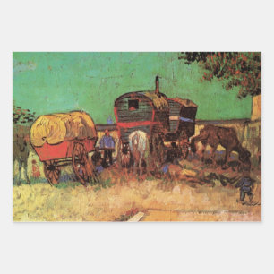 Feuille De Papier Cadeau Vincent van Gogh - Campement de Gitans Caravanes