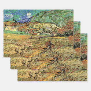 Feuille De Papier Cadeau Vincent van Gogh - Fermé champs de blé avec paysan