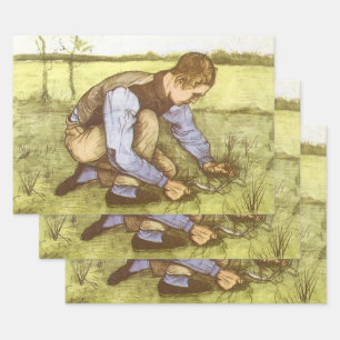 Feuille De Papier Cadeau Vincent van Gogh - Garçon coupant l'herbe avec la 
