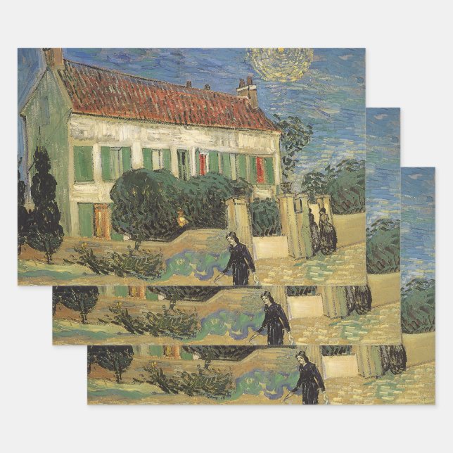 Feuille De Papier Cadeau Vincent van Gogh - La Maison blanche la nuit (Lot)