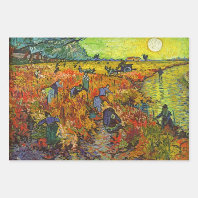 Feuille De Papier Cadeau Vincent van Gogh - Le vignoble rouge (Devant)