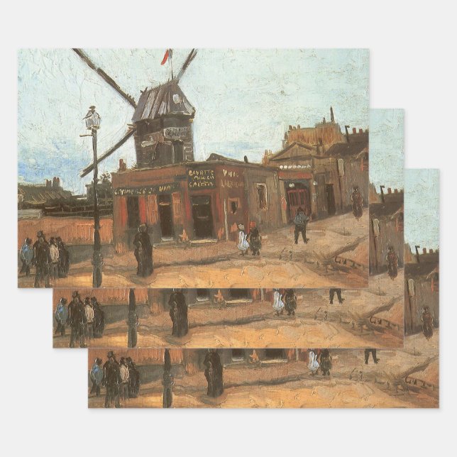 Feuille De Papier Cadeau Vincent van Gogh - Moulin de la Galette, Windmill (Lot)