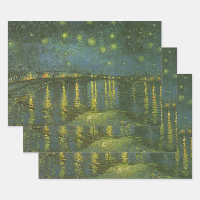 Feuille De Papier Cadeau Vincent van Gogh - Nuit étoilée sur le Rhône (Lot)
