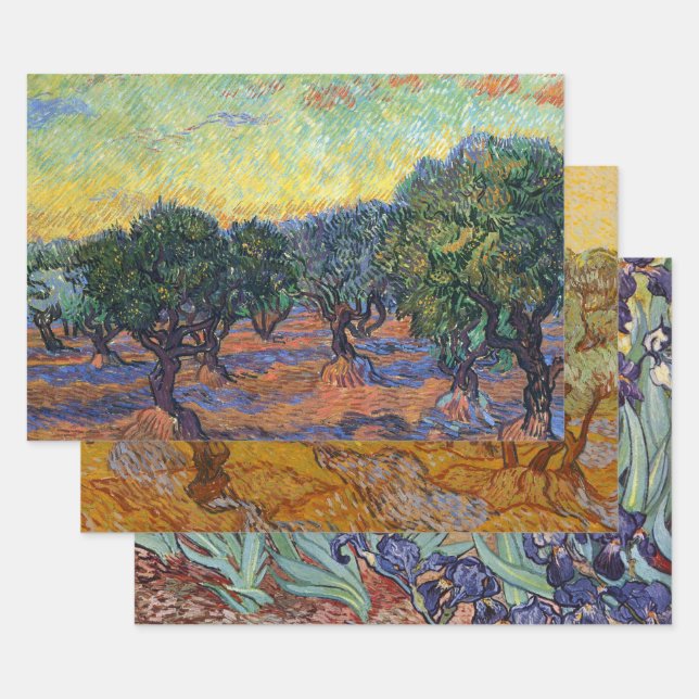 Feuille De Papier Cadeau Vincent Van Gogh Olive Grove Impressionnisme Art (Lot)