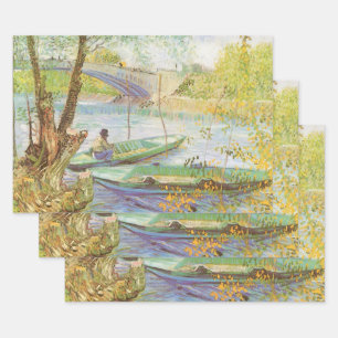 Feuille De Papier Cadeau Vincent van Gogh Pêche au printemps, Pont de Clich