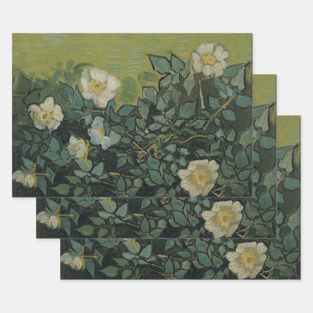 Feuille De Papier Cadeau Vincent van Gogh - Roses sauvages (Lot)