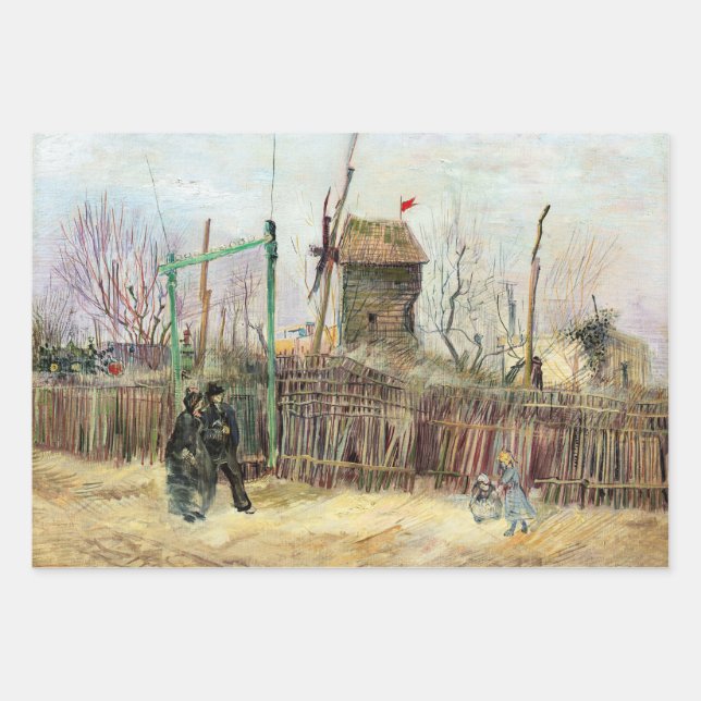 Feuille De Papier Cadeau Vincent van Gogh - Scène de rue à Montmartre (Devant)