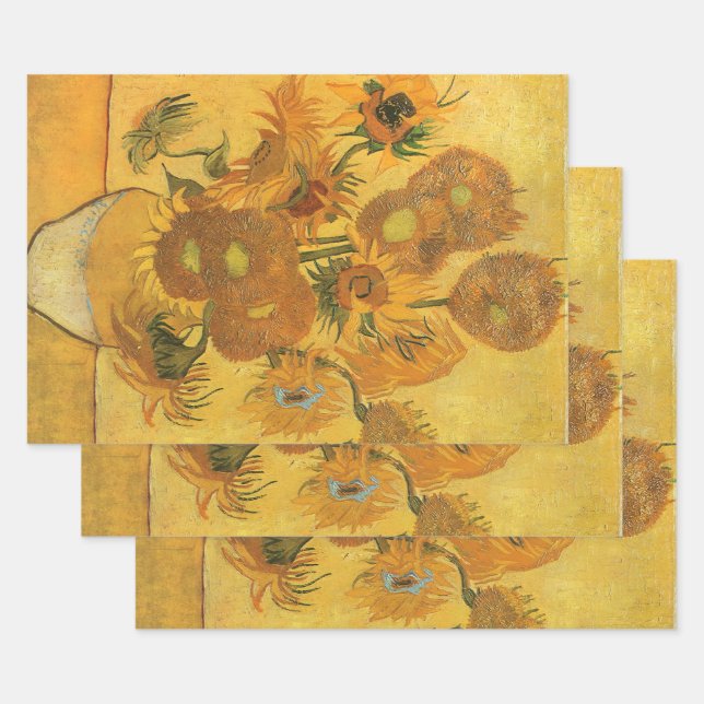 Feuille De Papier Cadeau Vincent van Gogh - Vase avec quinze tournesols (Lot)
