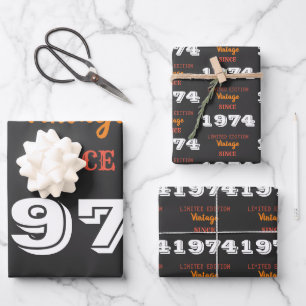Feuille De Papier Cadeau Vintage 1974 52e anniversaire Cadeau Limited Editi