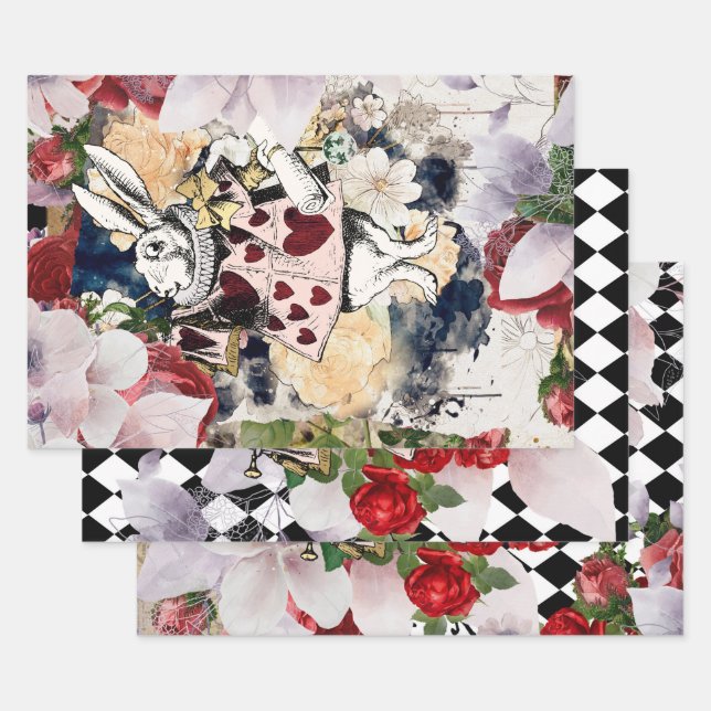 Feuille De Papier Cadeau Vintage Alice au pays des merveilles (Lot)