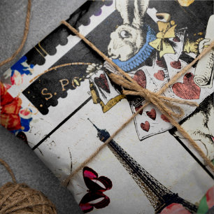 Feuille De Papier Cadeau Vintage Alice au pays des merveilles Lapin blanc