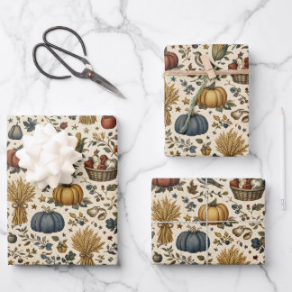 Feuille De Papier Cadeau Vintage Autumn Harvest Thanksgiving