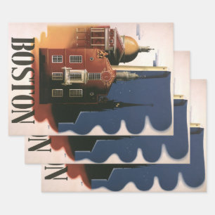 Feuille De Papier Cadeau Vintage Boston, Massachusetts La chevauchée de Pau