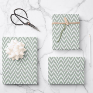 Feuille De Papier Cadeau Vintage Celadon Green Zigzag