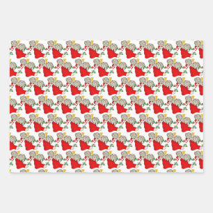 Feuille De Papier Cadeau Vintage Christmas Kittens