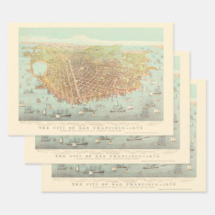 Feuille De Papier Cadeau Vintage City of San Francisco Restored Map, 1878