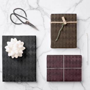 Feuille De Papier Cadeau Vintage Dark Harlequin Trio