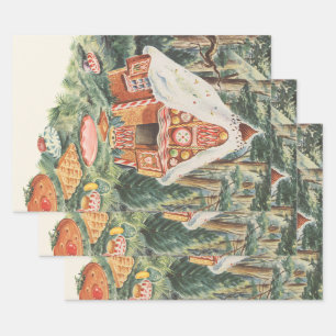 Feuille De Papier Cadeau Vintage Fairy Tale, Hansel et Gretel Candy House