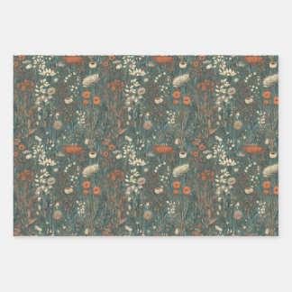 Feuille De Papier Cadeau Vintage, fleuri, automne, champ de fleur sauvage