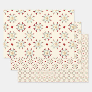 Feuille De Papier Cadeau Vintage Floral Star Christmas Gift Wrap