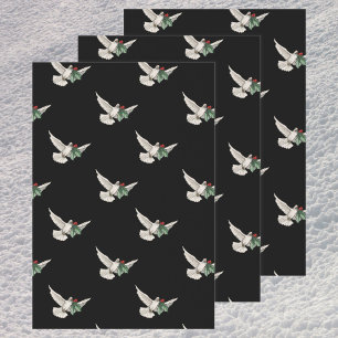 Feuille De Papier Cadeau Vintage Motif de Noël, White Dove for Peace