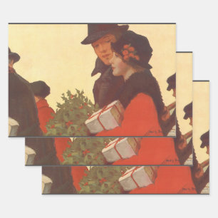 Feuille De Papier Cadeau Vintage Noël, Amour et Romance Boutique cadeaux