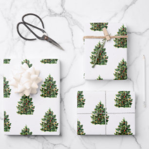 Feuille De Papier Cadeau Vintage Noël arbre Vintage Vacances victoriennes