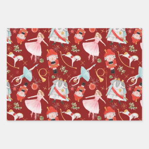 Feuille De Papier Cadeau Vintage Noël Casse-noix Fairy Tale Rouge