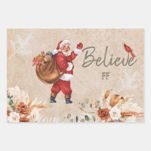 Feuille De Papier Cadeau Vintage Noël Collage Découpage
