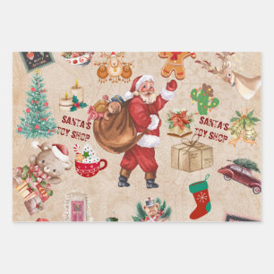 Feuille De Papier Cadeau Vintage Noël Collage Découpage