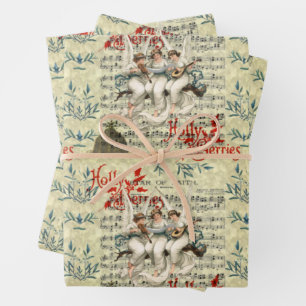 FEUILLE DE PAPIER CADEAU VINTAGE NOËL LIVRE D'ENVELOPPEMENT