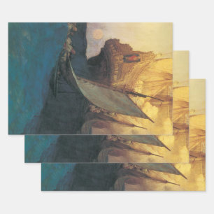 Feuille De Papier Cadeau Vintage Pirate, attaque contre un galion par Howar